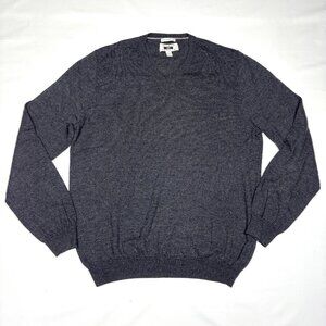 Joseph Abboud Gray 100% Extra Fine Merino Wool V-Neck Pullover Sweater Mens XL
